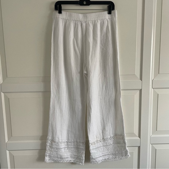 Anthropologie Saturday Sunday gauzy tie front white 2 pc pant set 20818 - Picture 8 of 16